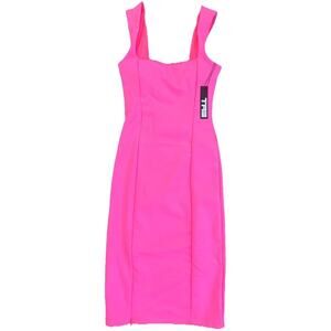 TA3 Squarey Pencil Dress Bright Pink Small Reg/Long NWT Shaping Bodycon Midi